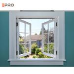 Waterproof Wooden Print Aluminum Casement Windows Simple Grill