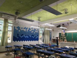 China Classroom Wall Hexagon Shape Wood Wool Cement Acoustic Panel Soundproofing Board factory