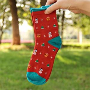 China Lovely christmas style summer cotton socks in lower calf length for women factory