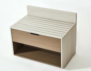 China Hampton Inn Hotel New Design Luxury Bedroom Furniture HPL luggage bench with one drawer factory