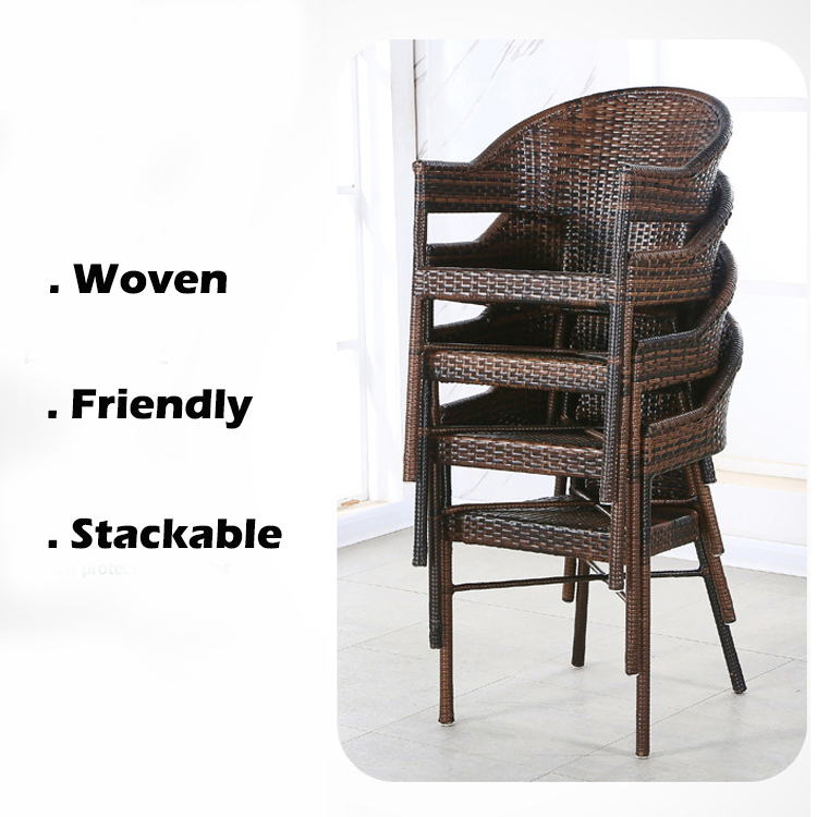Custom Logo Woven PE Rattan Dining Table and Chairs for Hotel Outdoor Patio Armchair Set