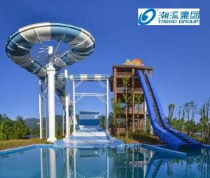 China Giant Boomerang Fiberglass Water Slides Ashland / DSM Resin , 18.75m Platform Height factory