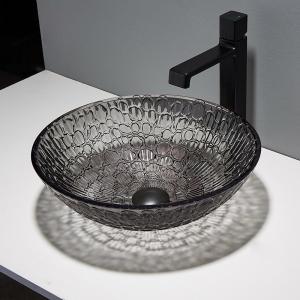 China Lacquered Corner Cabinet Crystal Wash Basins Black Round Modern Designed factory