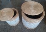 Natural Straw Household Storage Stool Grass Woven Ottoman Box Eco-Friendly Hand