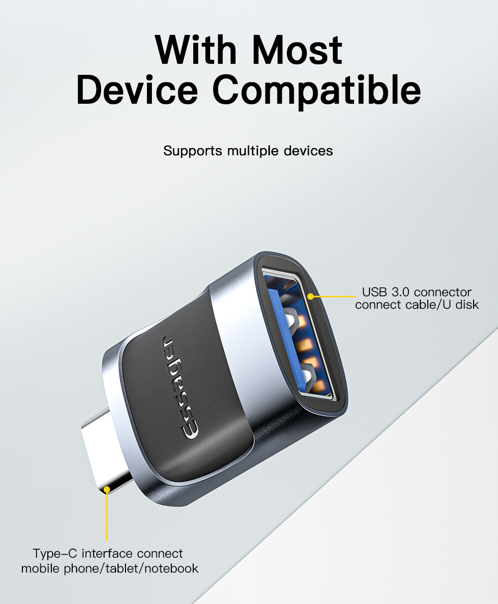 Essager 2022 Xuankong Small 3A Fast Charging USB Female to Type-C Male OTG Adapter USB 3.0 Adaptor for Multiple Devices