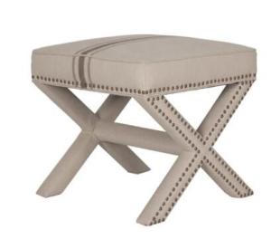 China European style Square Bedroom llinen fabric upholstery cross leg ottoman factory