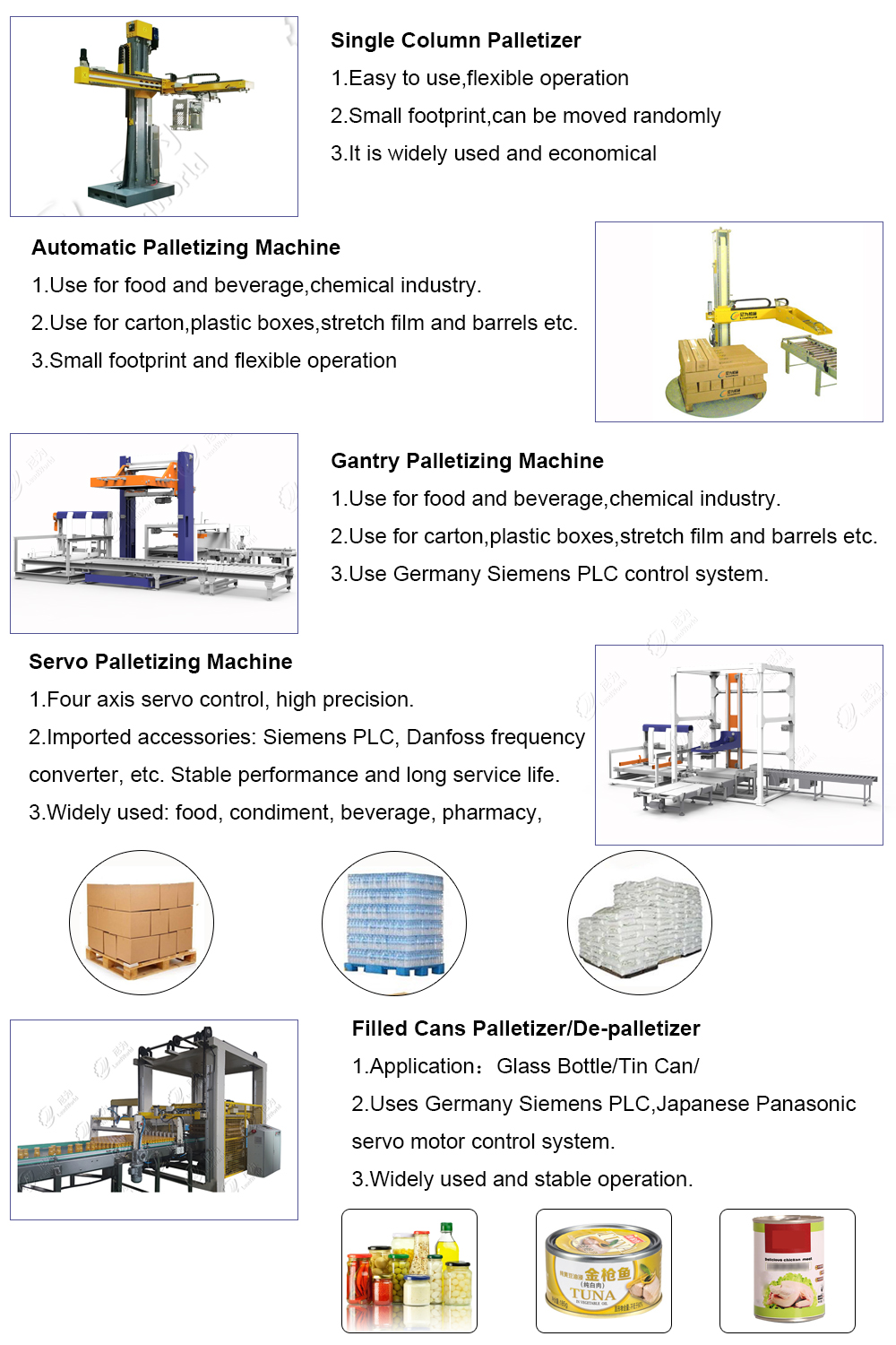 Packing Machine Palletizer System Case Carton Bag Case Packing Palletizer