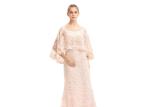 Cape Sleeve Europe Style Evening Dresses / Embroidery Beaded Prom Dresses