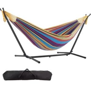 China Double Cotton Hammock with Heavy-Duty Portable Stainless Steel Frame Stand Y Mail Packing factory