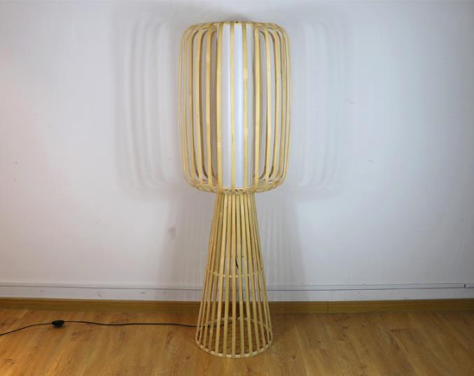 Bamboo Weaving Rattan Floor Lamp For Residential Teahouse Living Room