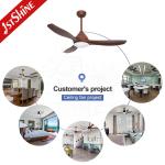 48in Plastic LED Ceiling Fan 220V 50HZ With Wood Grain Blades