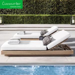 China Water-resistant Cushion Teak Sunbathing Lounge Chair for Outdoor on Garden Sunlight Terrace and Poolside Relaxation factory