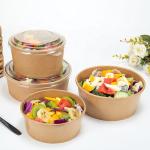 500ml To 1300ml Cardboard Takeaway Boxes Kraft Paper Salad Bowls With Anti Fog
