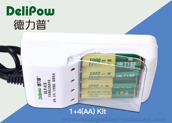 Compact Design 1000mAh Rechargeable Battery Kit Nimh 4 AA Delipow