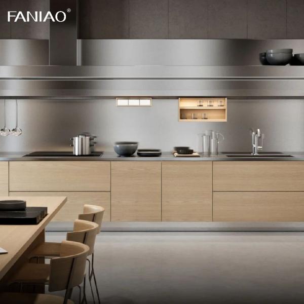 New Smart Kitchen Stainless Cabinet Wood Grain High Gloss Kitchen Cabinets
