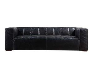 China Black Vintage Retro Leather Couch Sofa For Living Room factory