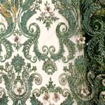 Custom Green 3D Applique Bridal Lace Fabrics For Party Dresses