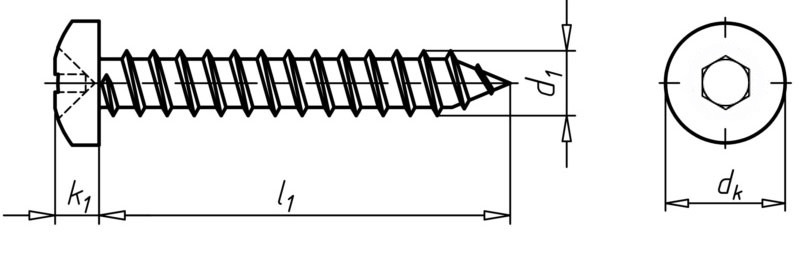 PF Allen Hex Socket Drive Button Head Timber Screws Self Tapping Timber Screws SS304 Full Coarse Wood Thread