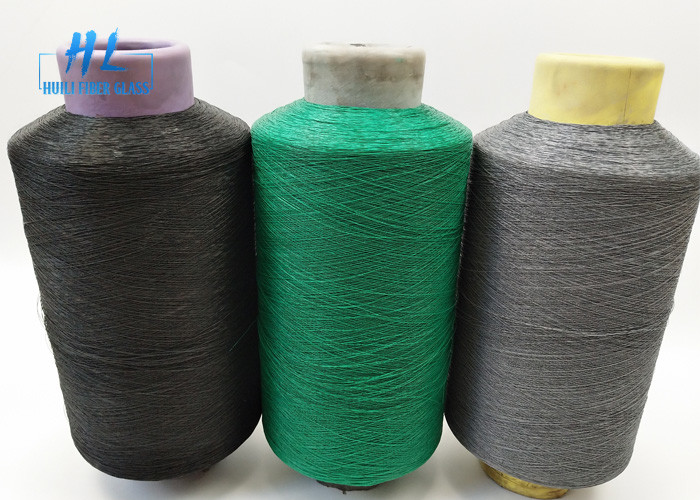 Black Grey PVC Coated Fiberglass Yarn For Weaving Fiberglass Mosquito Net