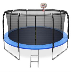 China 14 FT Trampoline with Basketball Hoop with Safety Enclosure Net factory