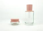 Round Shape Glass Pump Bottles , Transparent Small Lotion Containers