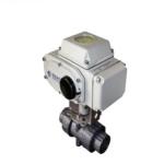 Double Union Thread Connection Chemical Resistant PVC 2 Way Electric Ball Valve
