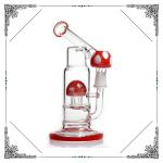 America Red Glass Oil Rig Bong With Mushroom Percolator Hookah Rock Water