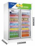 1000L Commercial Beer Coolers , Stainless Steel Upright Double Door Display