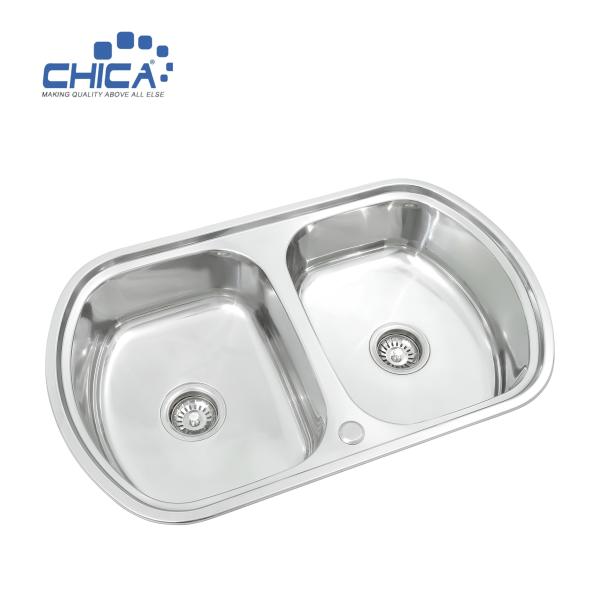 kitchen sink material double bowl pressed SUS201 304 stainless steel size