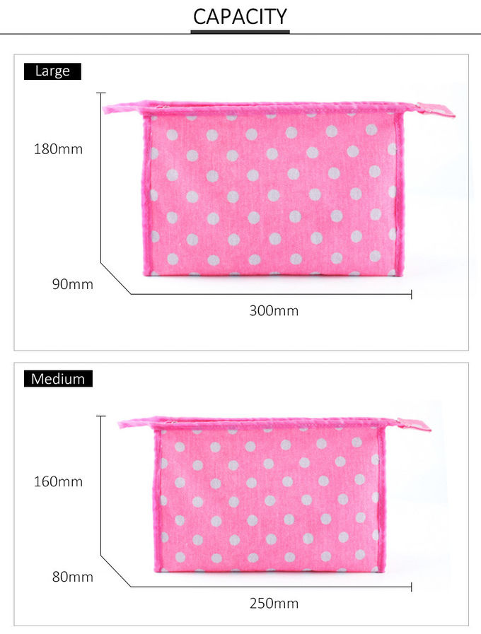 Simple Dot Printed L30*D9*H18CM Cosmetic Travel Bag