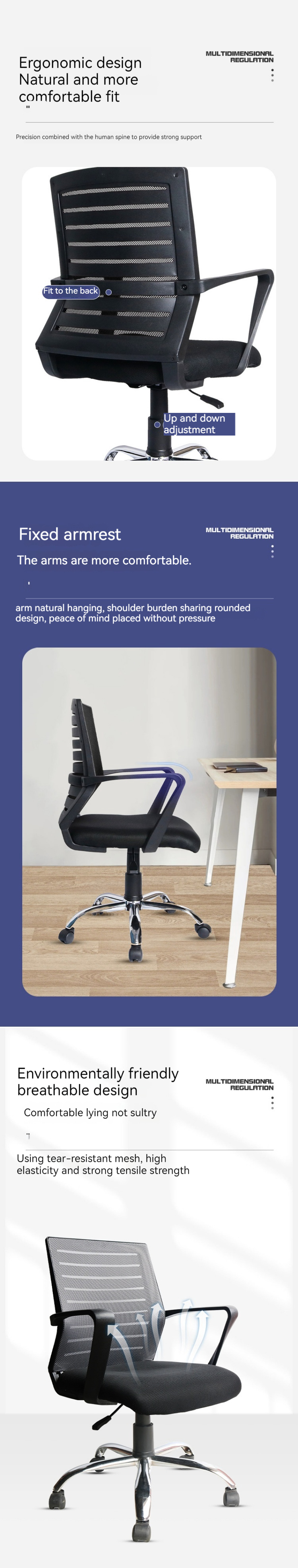 Breathable Mesh Training Conference Chair with Lift Function and Ergonomic Backrest