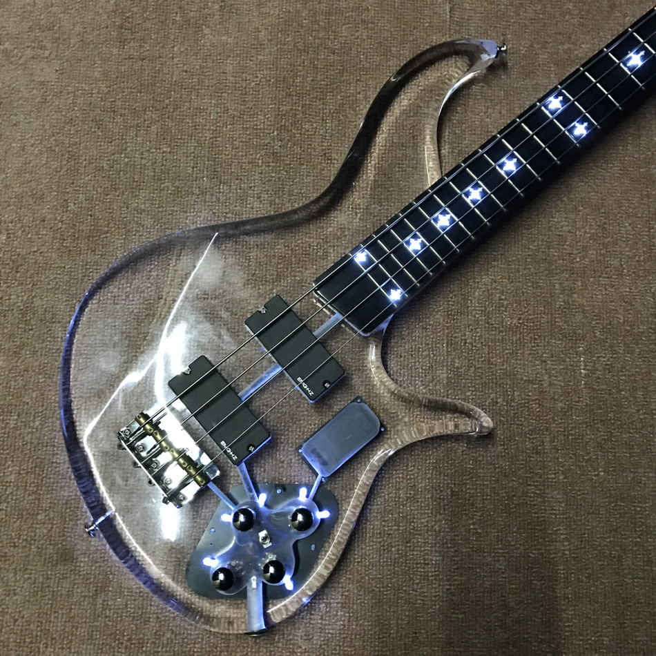 High quality LED light acrylic electric guitar rosewood fingerboard, free shipping