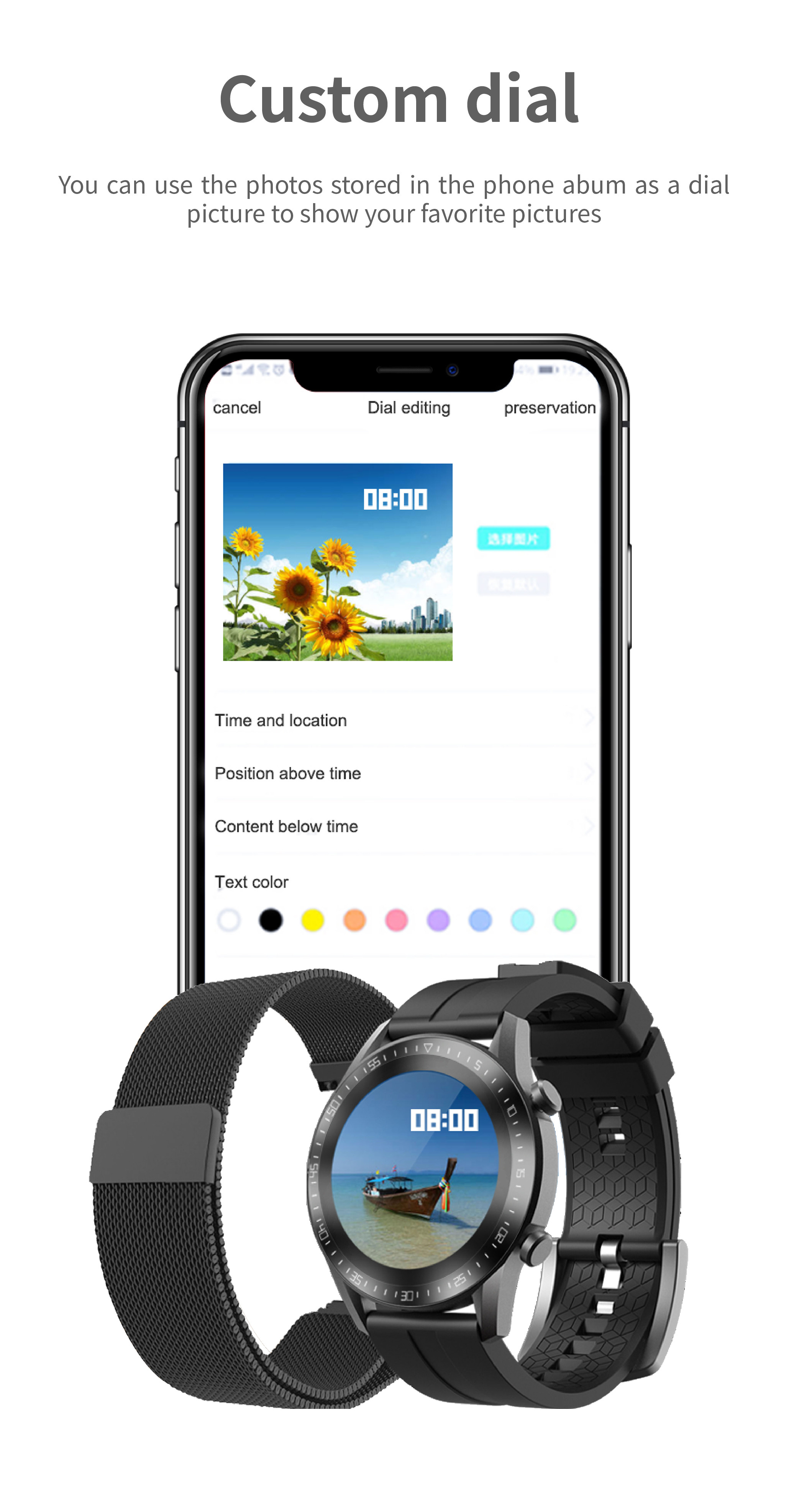 Android NFC Leather Strap Speech Recognition For Huawei GT2 Smartwatch