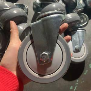 China 4 Inch Grey Soft Trolley Wheels Silent TPR Hollow Kingpin Bolt Hole Swivel Casters For Shopping Carts factory