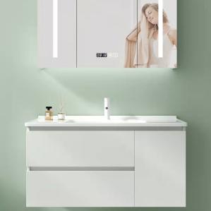 China Wall Mounted Solid Wood Bathroom Vanity Countertop With Sink factory