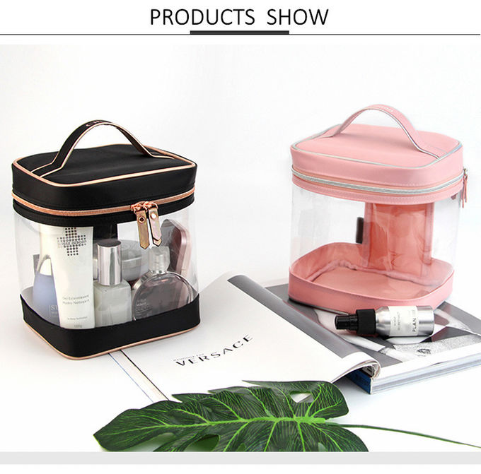Custom PVC Clear Large Capacity Travel Makeup Bag Case with Mirror
