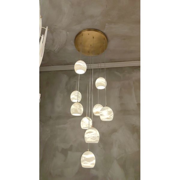108W Alabaster Chandelier 12" - 120" Modern Stairwell Chandelier