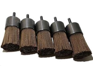 China 25mm Solid Shank Brass Coated Steel Wire End Brush for Cleaning and Polishing factory