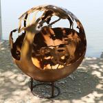 Portable Campfire Corten Steel Gas Fire Pit 800mm Diameter Rustic Red Wood / Gas