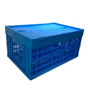 China Blue Ventilated Plastic Storage Crate Box Folding Environmental Friendly factory