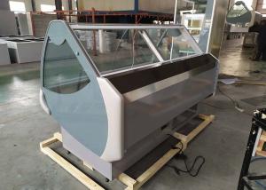 China Stainless steel 201 Curved Glass Display Deli Fridge For Meat Butchery factory