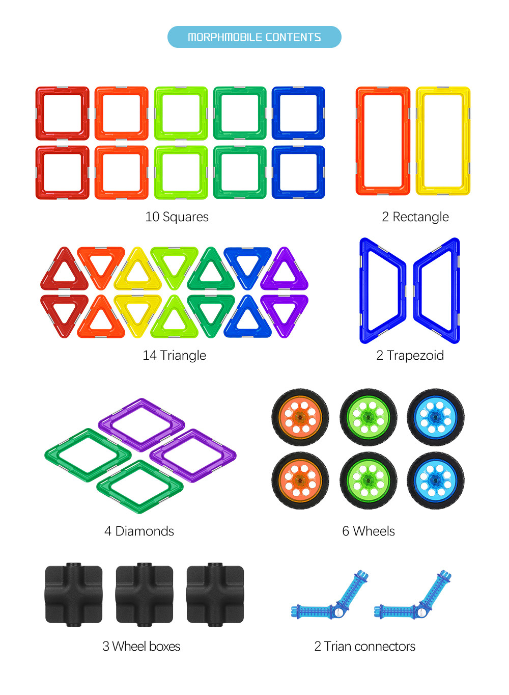 Children'S Gift Magnetic Block Sets 43 PCS Geometry Building Toys Educational OEM