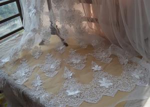 China Ivory Embroidery Corded Sequin 3D Floral Lace Fabric For Bridal Wedding Dress factory