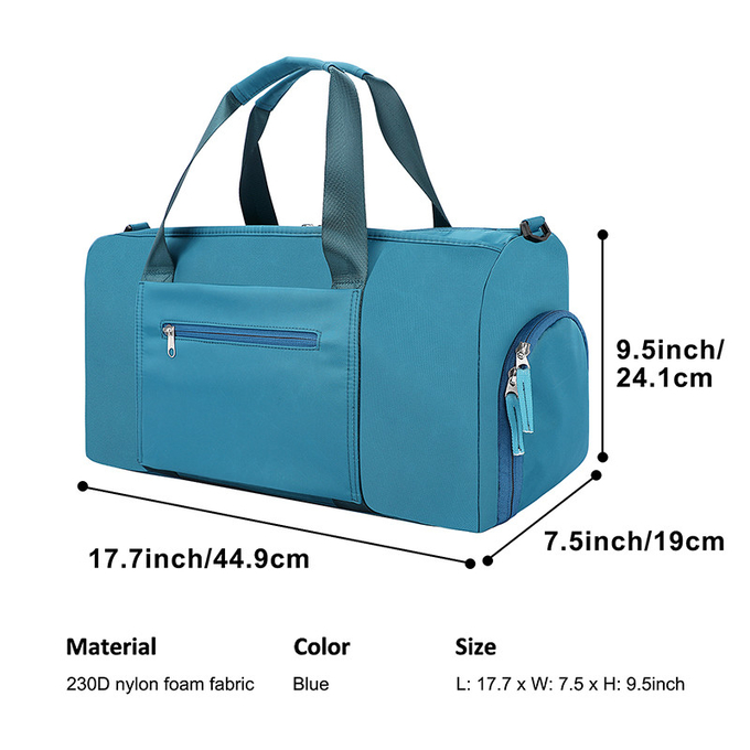 18 Inch Business Travel Duffel Bag With Compartments Swim 17.7x7.5x9.5”