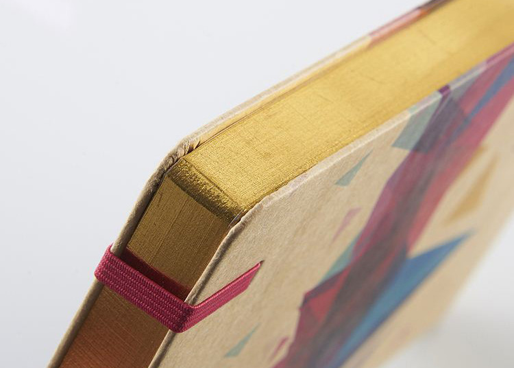 Gold Edge Kraft Cardboard Hard Cover Notebook Perfect Binding And Pendant