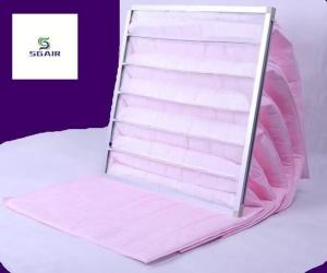China Melt Blown Synthetic 595mm Air Purifier Filters , F7 Bag Filter Yellow factory