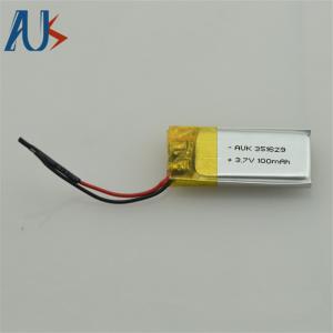 China Small Rechargeable LiPo Battery 3.7V 100mAh 401230 351629 1S1P factory