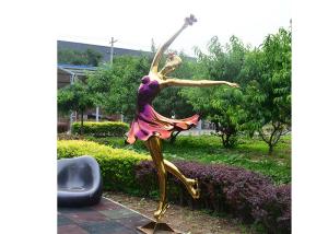 China Titanium Plated Life Size Stainless Steel Sculpture Fabrication Of Dancing Girl Statue factory