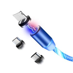 China Apple Android Type C Magnetic Led Charger Cable 3 In 1 Strong Magnet Tip factory