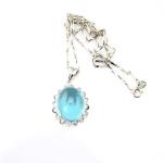 Women Jewelry 9mm x11mm Oval Dome Blue Topaz Cubic Zircon Sterling Silver